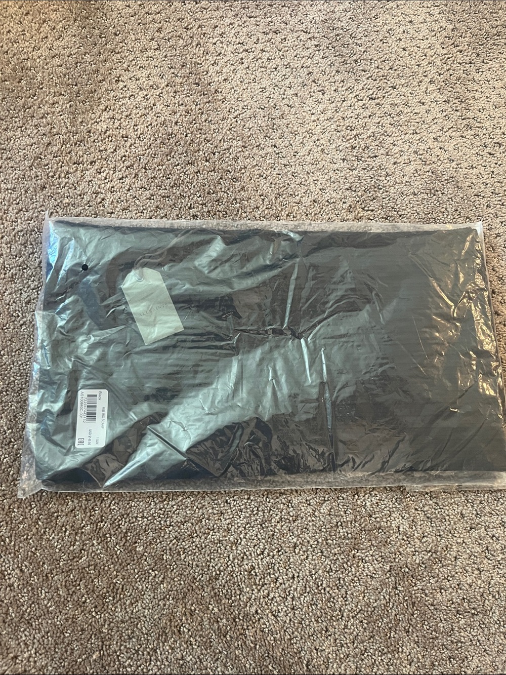ALL SAINTS NWT RIB MIX SCARF BLACK WOOL ACRYLIC RIBBED - Picture 2 of 4